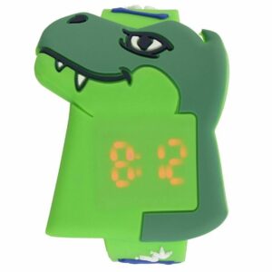 Tikkers Kid's Dino Reloj con correa de plástico verde Correa de silicona suave y dinosaurio_NEW
