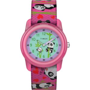 Timex TW7C77100, Reloj elástico rosa para niños Time Machines, Panda, Time Teacher
