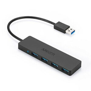 Un concentrador de datos ultradelgado Anker de 4 puertos USB 3.0 para Mac, PC, unidades flash USB y
