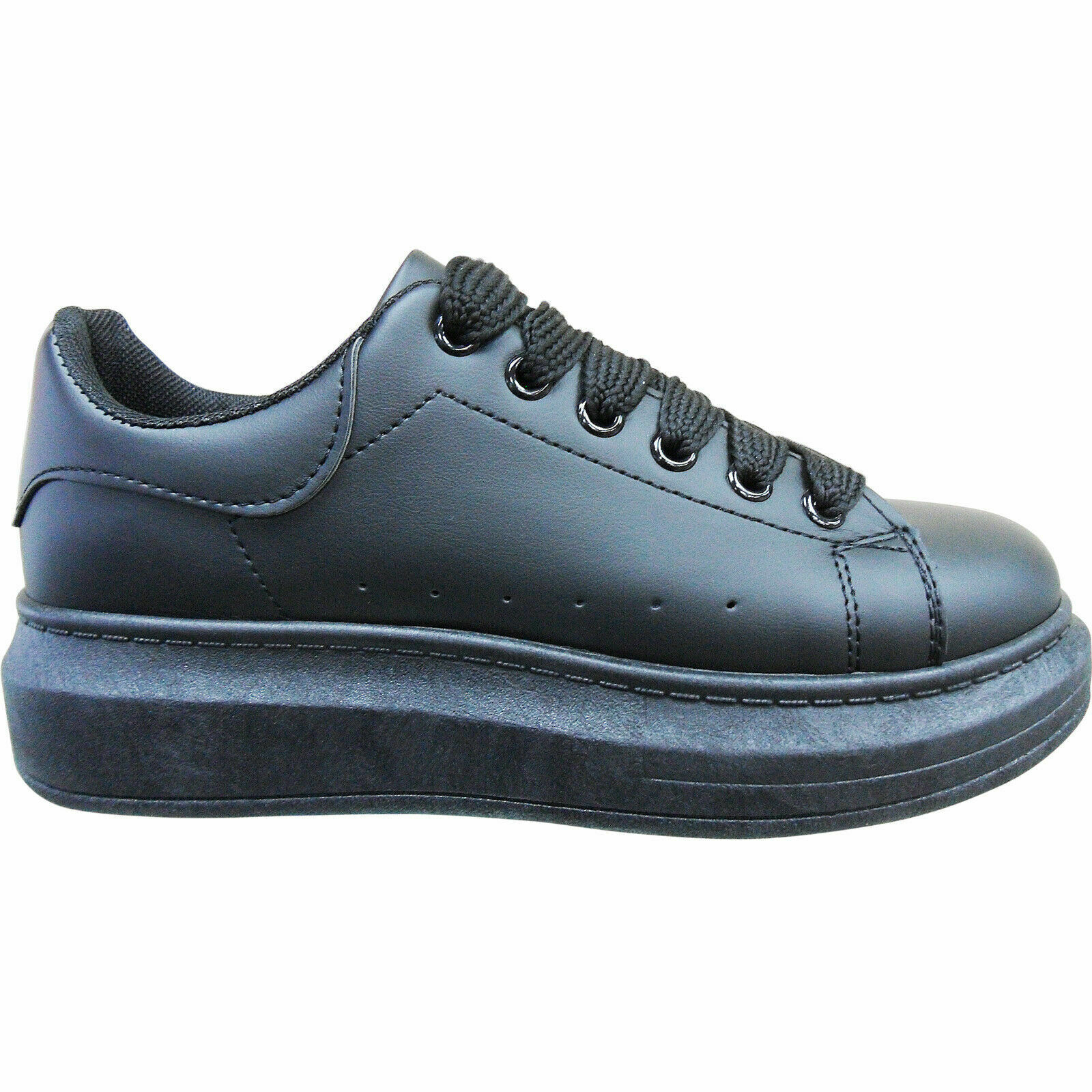 Zapatillas de deporte de moda de diseñador con suela gruesa negra para mujer, con tamaño de etiqueta negra