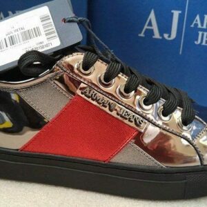 Zapatillas de moda mujer Armani Jeans - parte superior cromada / plateada brillante
